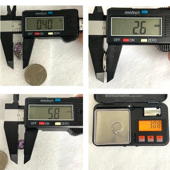 Oxidized Sterling Silver 925 Oval Amethyst Scrollwork Openwork Ring Size 6.75 - Picture 10 of 16